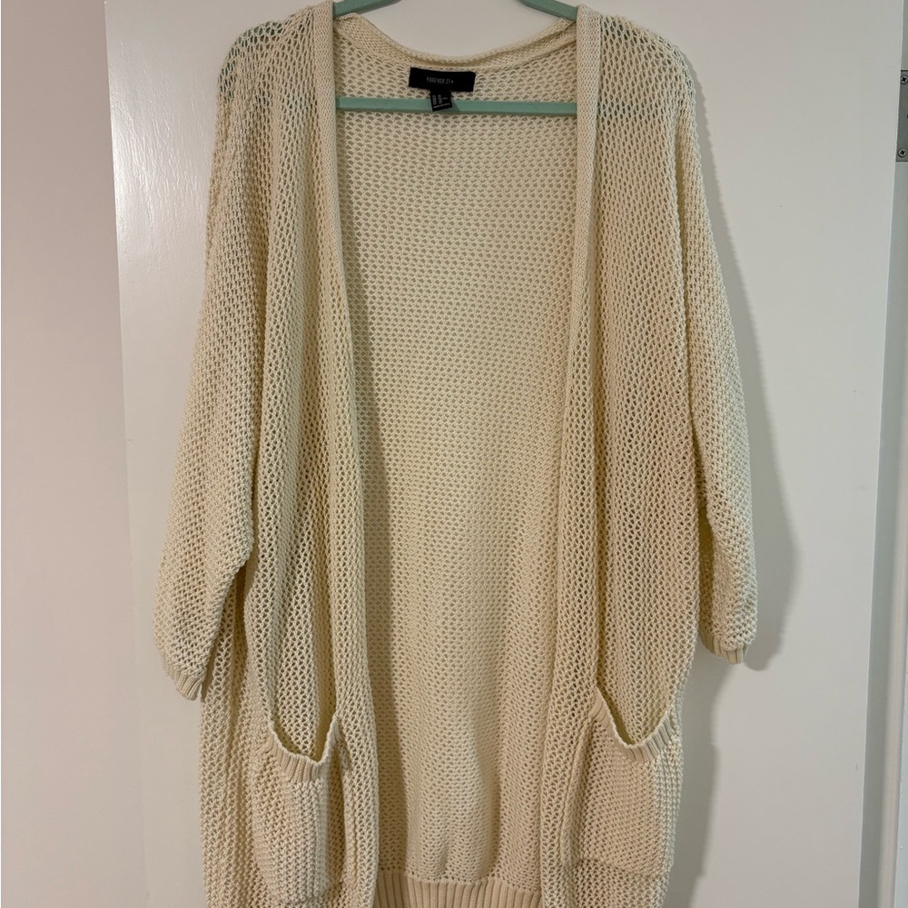 Forever 21 Cream Knit Cardigan